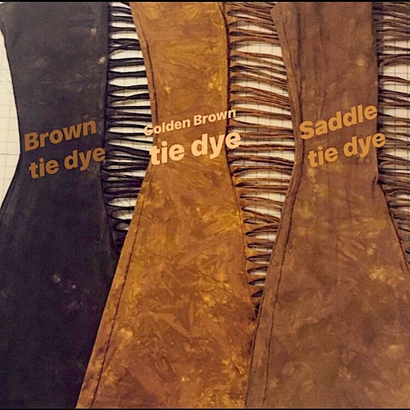 REGULAR LENGTH Fringe Bell Bottoms - High Waisted Tie Dye Bell Bottom Pants Boho - Picture 6 of 8